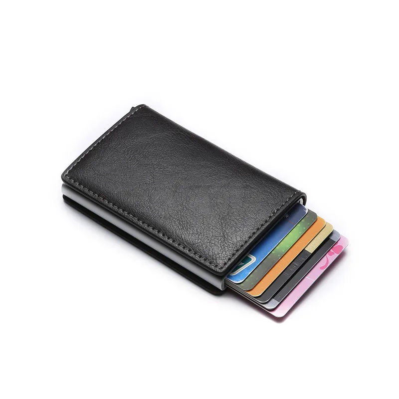 Смарт кошелек Бизнес держатель для карт с застежкой Rfid Алюминий Металл кредитной бизнес мини карточный кошелек дропшиппинг человек для женщин - Цвет: gray 9810