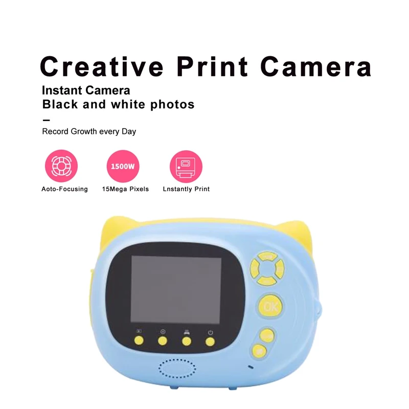 

Fun Instant Print Camera for Kids Camera with Print Paper Portable Creative Print Camera for Boys Girls Gift