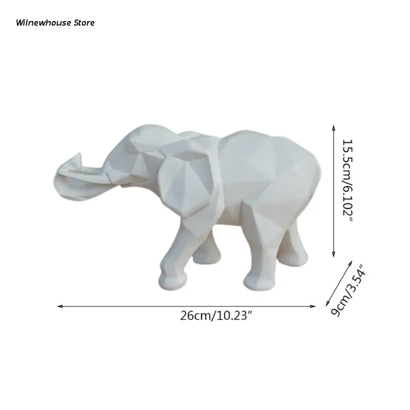 

F62A Geometric Origami Elephant Desktop Ornament Creative Resin Statue Decor for Home Indoor Creative Desktop Decoration Art