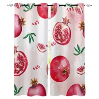 summer fruit red pomegranate watercolor curtains for living room bedroom window treatment blinds finished drapes kitchen curtain