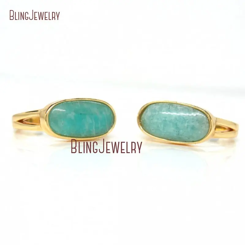 Amazonite Ring Mint Stone Gold Bezel Filled Silver Adjustable Band RM28234 | Украшения и аксессуары