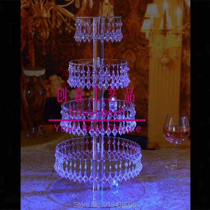 Акриловая башня из кексов с висячим хрустальным Бисером Свадебный стенд высокие