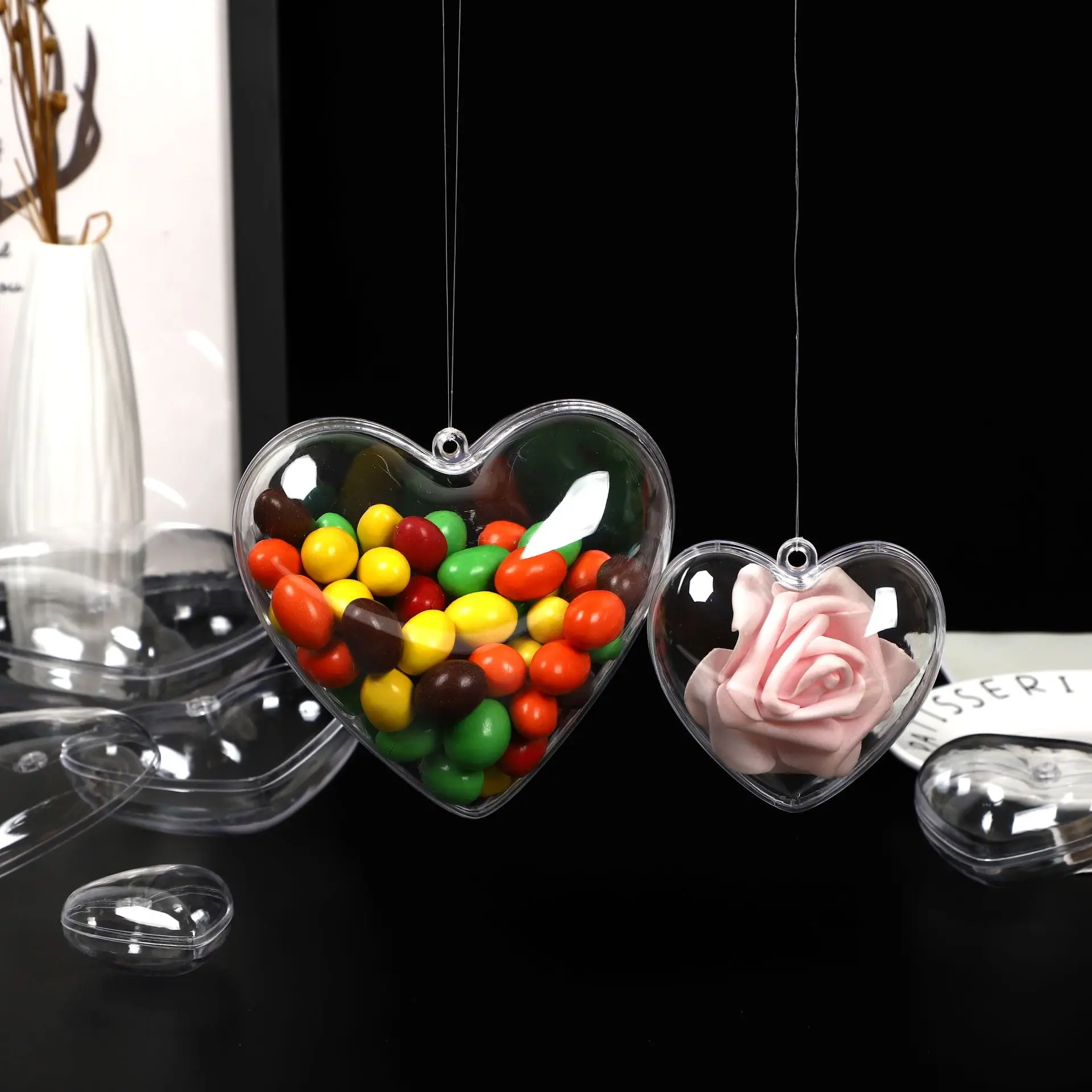 

Christmas Transparent Love Decorative Box 1pc Clear Plastic Ball Wedding Favours Christmas Decoration Love Ball Candy Box