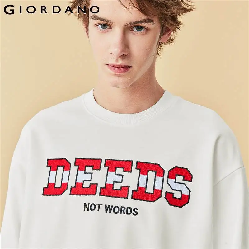Джемпер Giordano мужской в рубчик с вышивкой длинным рукавом 01020791 | Мужская одежда