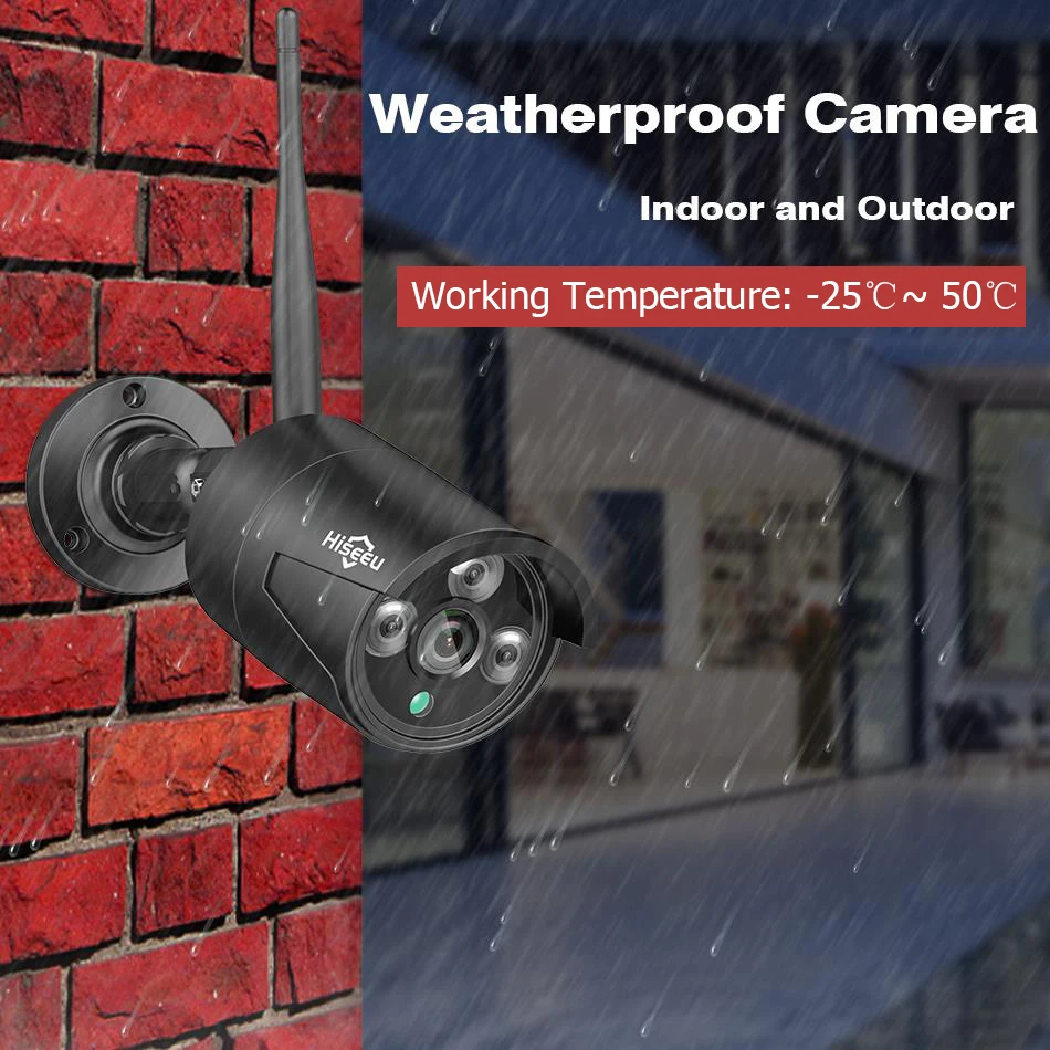 Продажа Hiseeu 8CH 3MP HD Открытый ИК Ночное Видение видеонаблюдение 4 шт. Ip-камера безопасности 1536P WIFI CCTV система Беспроводной NVR комплект HDD