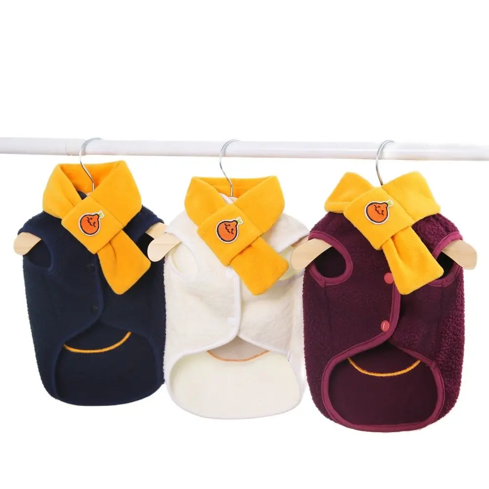 

Fleece Dog Coat With Scarf Cute Pet Clothesfor Small Medium Large Dog Cat Cold Weather Vest Sweatshirt Winter Outfit Clothing