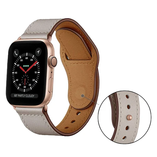 Из натуральной кожи петлевой ремень для apple watch, ремешок 42 мм, 38 мм, версия apple watch 4 44/40 мм для наручных часов iwatch серии 3/2/1 correa, сменный ремешок для наручных часов - Цвет ремешка: light gray