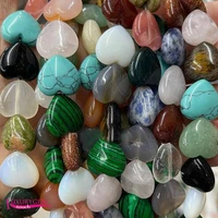 natural multicolor stone loose bead high quality 16mm smooth heart shape diy gem jewelry making accessories 12pcs a4380