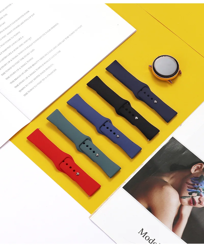 20/22mm Watch band For Samsung Galaxy watch 4/classic Active 2 44mm 42mm/46mm Gear S3 Silicone bracelet Huawei watch GT 2 strap