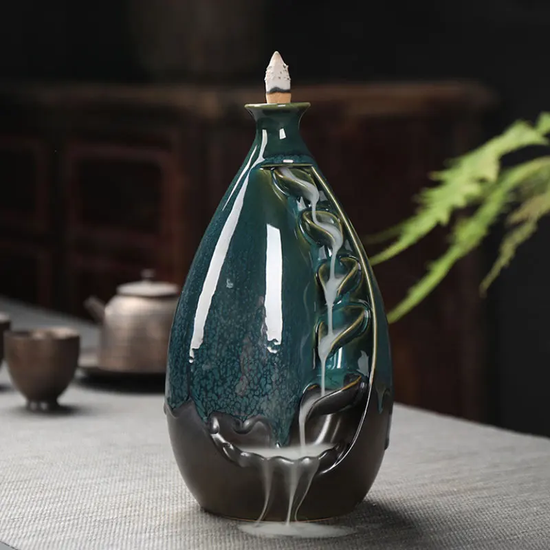 censer3 С 10 конусами, бесплатный подарок, ароматическая горелка для благовоний с обратным потоком, керамическая ароматическая печь для ароматерапии, для дома и офиса, ладан, держатель для благовоний - Цвет: censer3