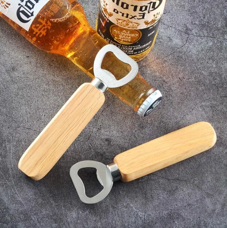 

Открывалка для пива с деревянной ручкой, инструменты для бара, открывалка для крышки вина, открывалка для бутылок LX1401