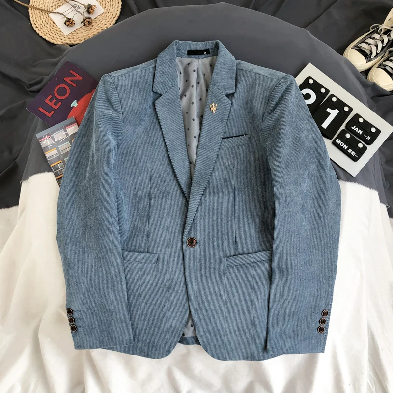 

Mens Casual Blazer Spring New Single Button Slim Fit Suit Jacket Solid Color Long Sleeve Business Formal Coat Oversize 4XL