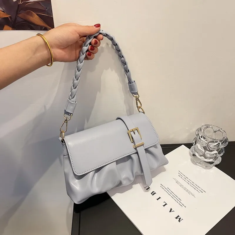 

Women One Shoulder Backpack PU Solid Color One Shoulder Square Bag
