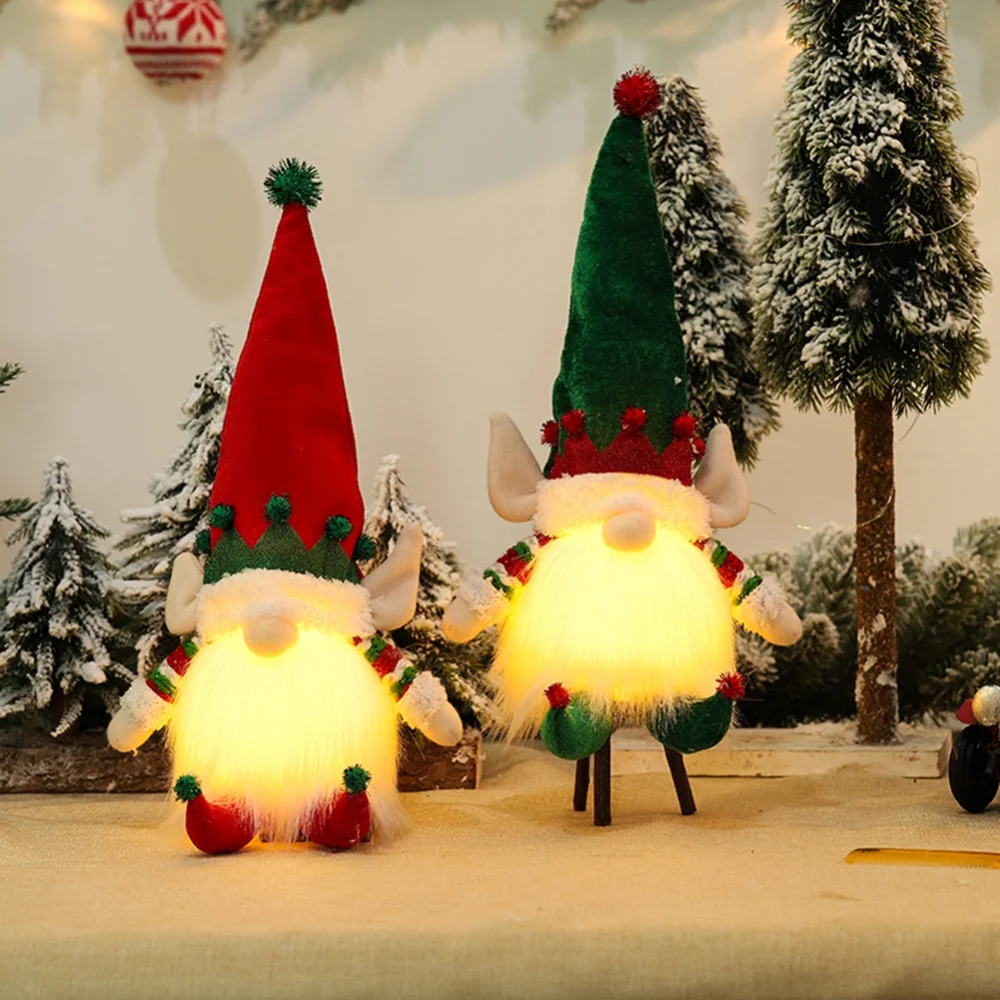 

Illuminated Glowing Elf Sitting Posture Doll Christmas Glowing Faceless Doll Toys Xmas Tree Hanging Ornaments Home Decoretion