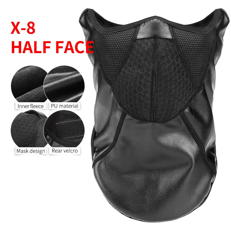 X-8 Half Face Mask INBIKE, кожаная Лыжная маска, ветрозащитная, флисовая, термальная, Спортивная, зимняя, половина лица, маска для шеи, теплая шапка, головной убор, мужская, велосипедная Балаклава - Цвет: X-8 Half Face Mask