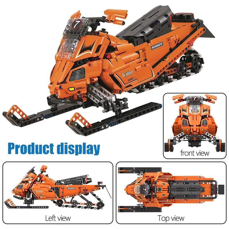 

961pcs High-tech City Snowmobile Moto Sled Building Blocks Snow Motorbike Bricks Educational Toys For Children