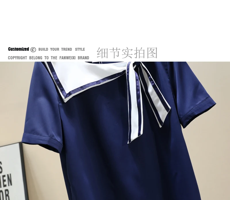 

2021 Summer New Navy Style Slimming Bow Chiffon Women Shirt Short-Sleeved Western Style Ladies Tops Fashion Simple Pullover Tees