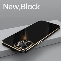 luxury cute square plating silicone phone case for iphone 13 12 11 pro xs max se xr 8 7 6 plus ultra thin lens protection cover