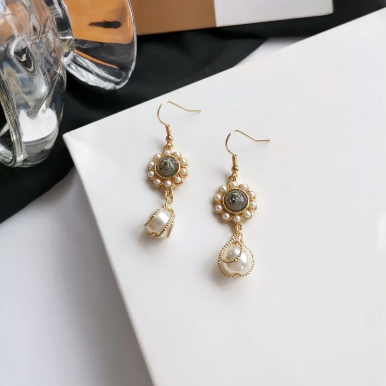 Personality retro long earrings fashion pearl ear clip female temperament | Украшения и аксессуары