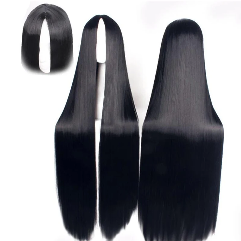 Черно-белый парик с пробором по центру длинные прямые аниме универсальный