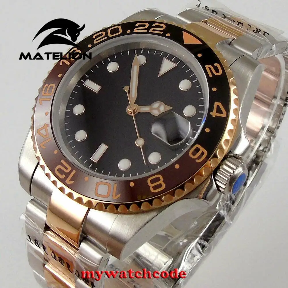 

Мужские автоматические часы с черным циферблатом и сапфировым стеклом, 40 мм