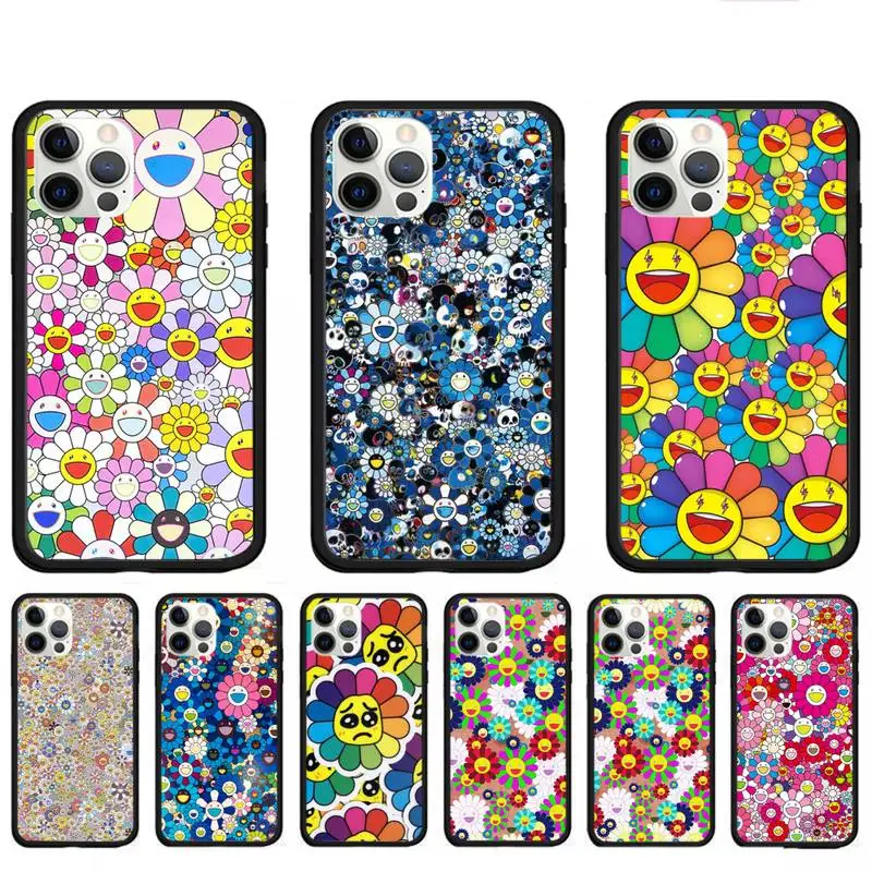 Симпатичный чехол Murakami с изображением цветов и улыбки для Iphone Se 5 6 S 7 8 Plus Xr X Xs Max 11 12