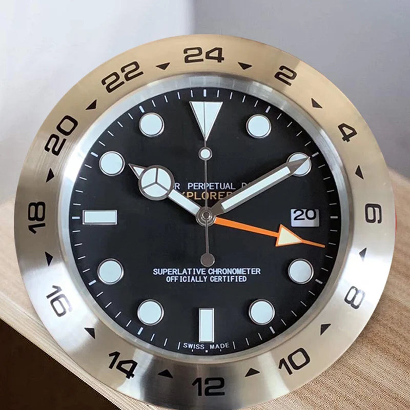 Светящийся Топ Дизайн качественные металлические часы форма настенные с тихим