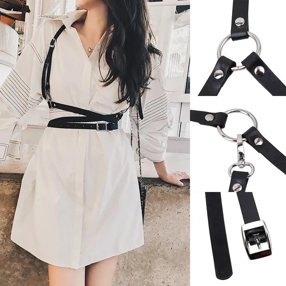 

Women Gothic Handmade PU Leather Harness Belts Body Bondage Waist Straps Waist Belt Vest Chest Sculpting Body Strap Trend