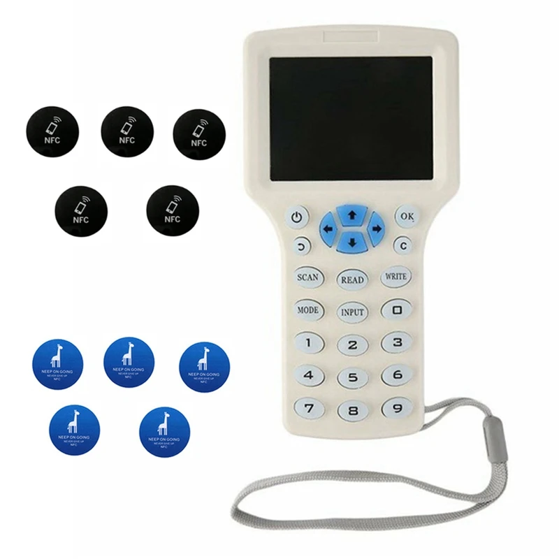 

New Handheld RFID Copier 13.56Mhz NFC Smart Chip Card Reader CUID/FUID Tag Encryption Cracking Writer 125Khz Duplicator