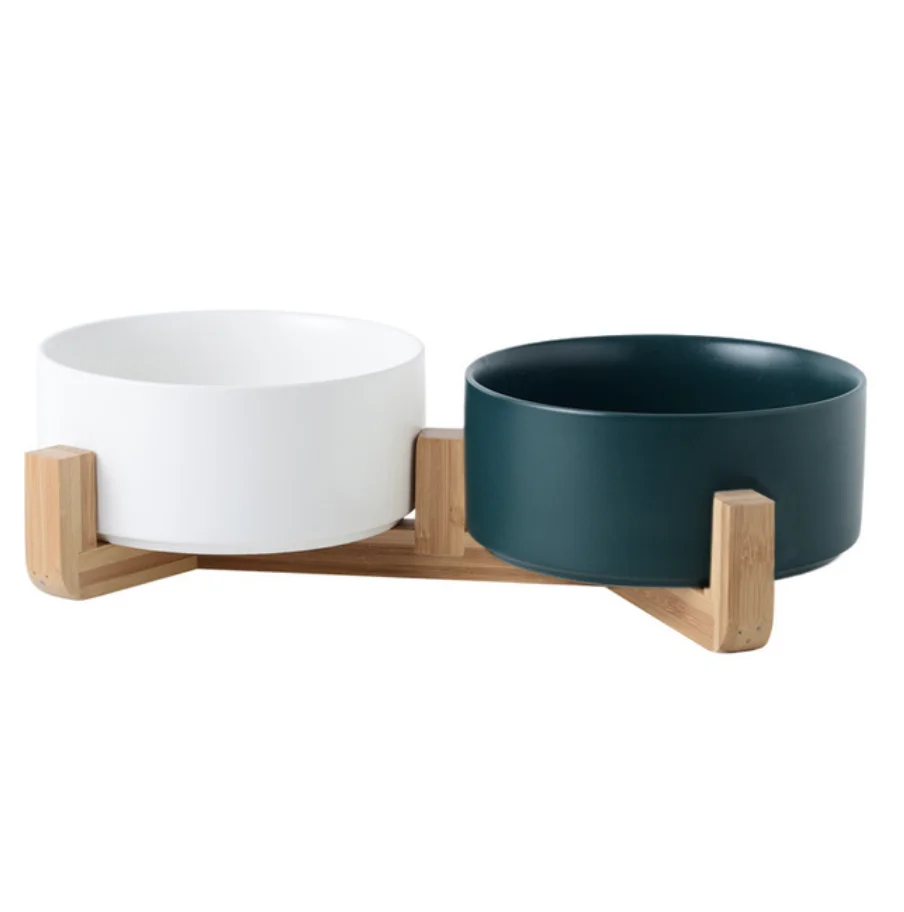 

Solid Colorful Ceramic Double Food Bowl for Dog Bowl Feeding Water Cat Puppy Feeder Product for Cat Pet Food Eating and Drinking