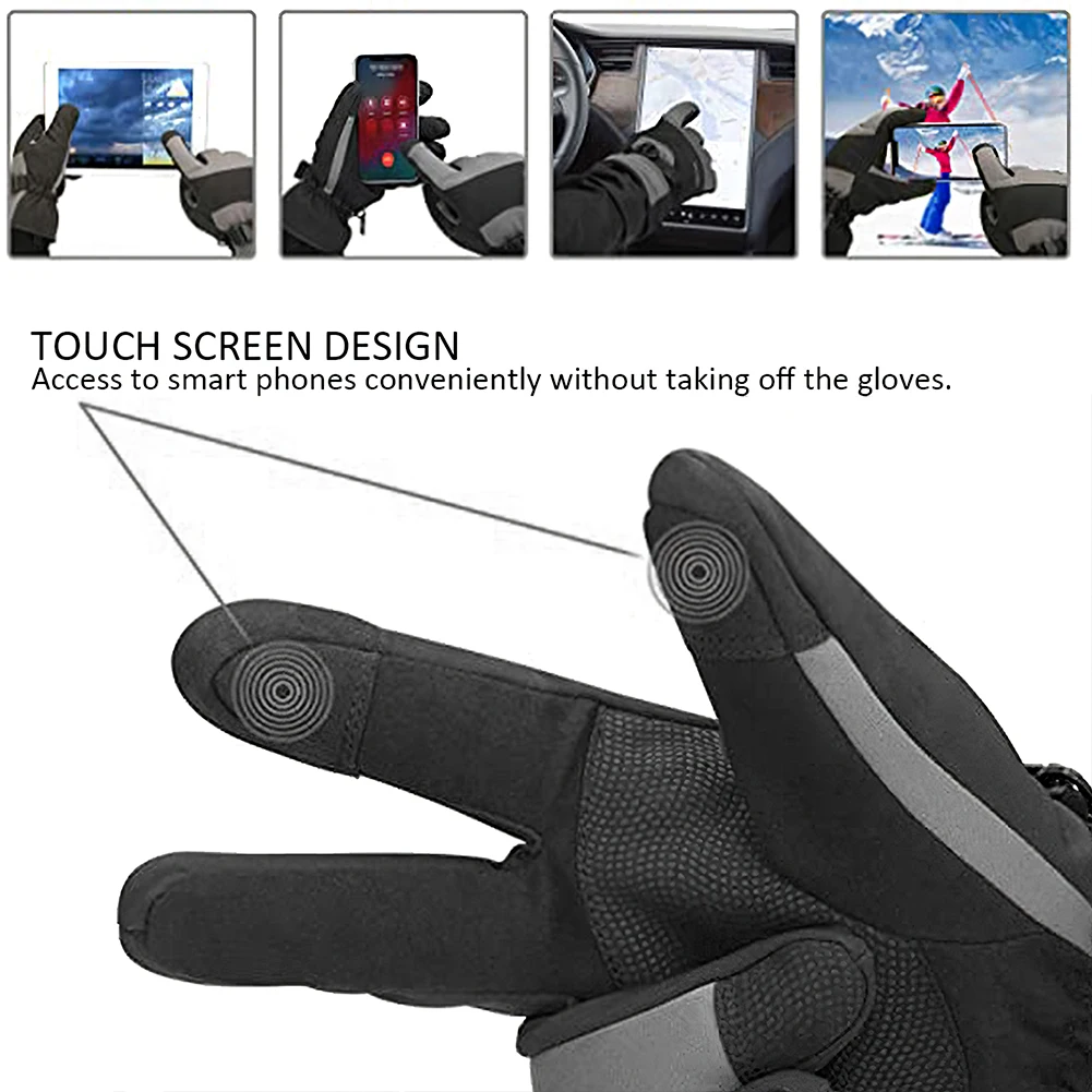 

Ski Gloves Winter Snow Touch Screen Gloves Waterproof Windproof Dark Grey for Cold Weather Outdoor Sport Men Women
