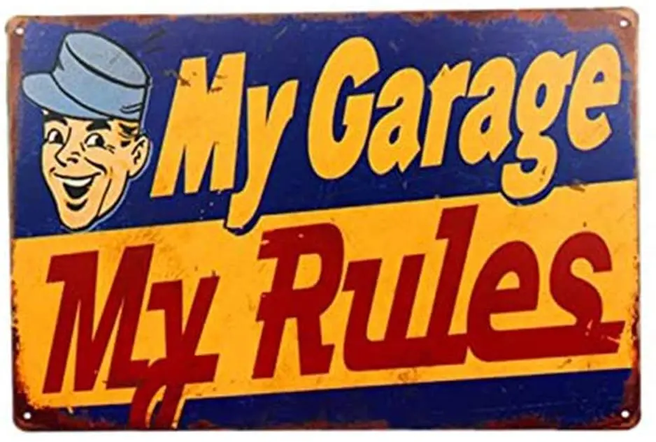 

JUCHen My Garage My Rules Metal Aluminum Sign Wall Decor Man Cave Bar