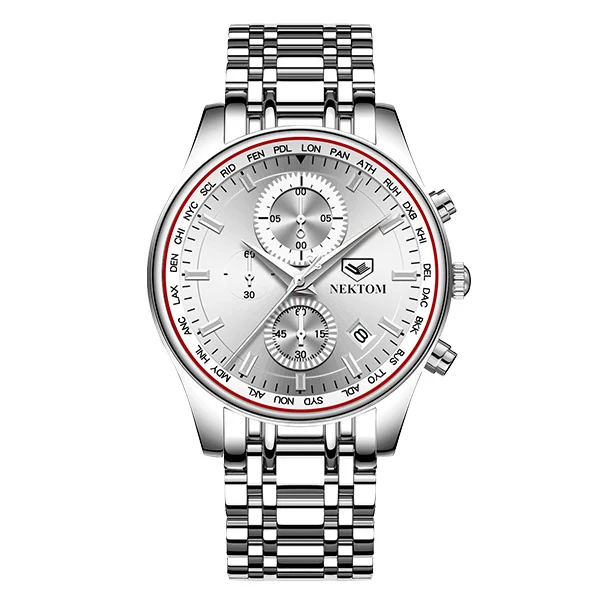 

NEKTOM 8189 Mnner Casual Chronograph Mnnliche Uhr Luxus Quarz Wasserdichte Bussiness Stainless Steel Mnner Uhr