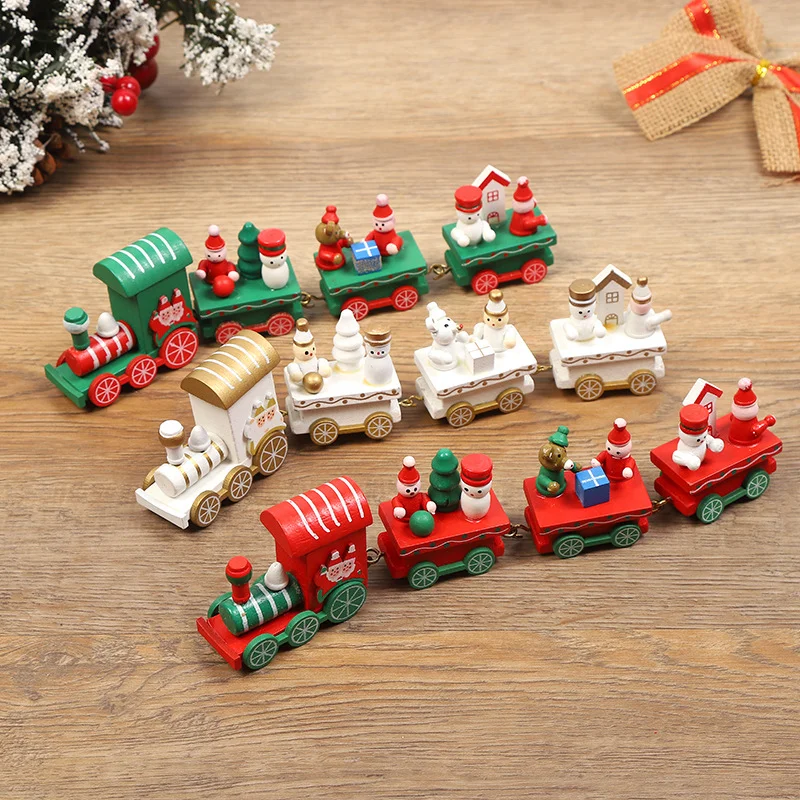 

Christmas Kid Gift Toys Wooden Train Ornament Decoration For Home Santa Wooden Toy Train Decoration Home Party Decoration