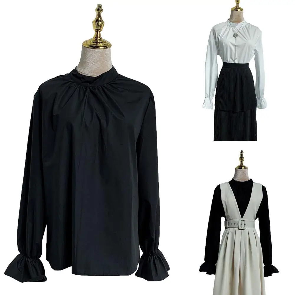 Модная женская блузка с оборками и рюшами топ рукавами-колокольчиками