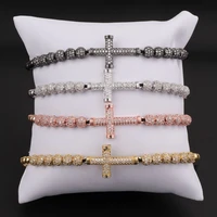 high quality luxury cz ball cross bracelet women men jewelry macrame bracelet bangle