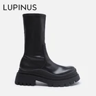 LUPINUS Роскошные брендовые 2021 новые модные женские ботинки в британском стиле черные крутые короткие ботинки на массивном каблуке женские ботильоны для обуви