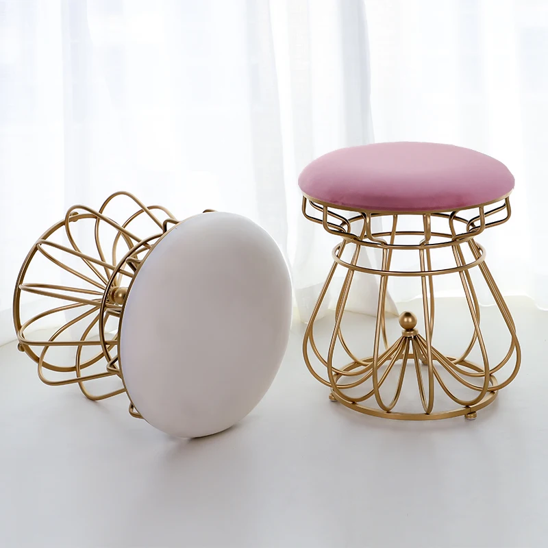 Modern Minimalist Makeup Stool Dresser Chair Home Bedroom Light Luxury Crown Shape High Elastic Sponge Nordic Furniture |