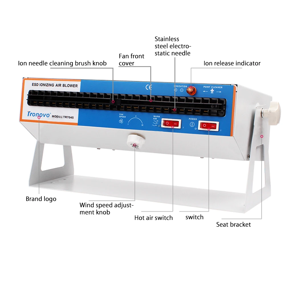 Большой объем воздуха горизонтальный электростатический ионный вентилятор