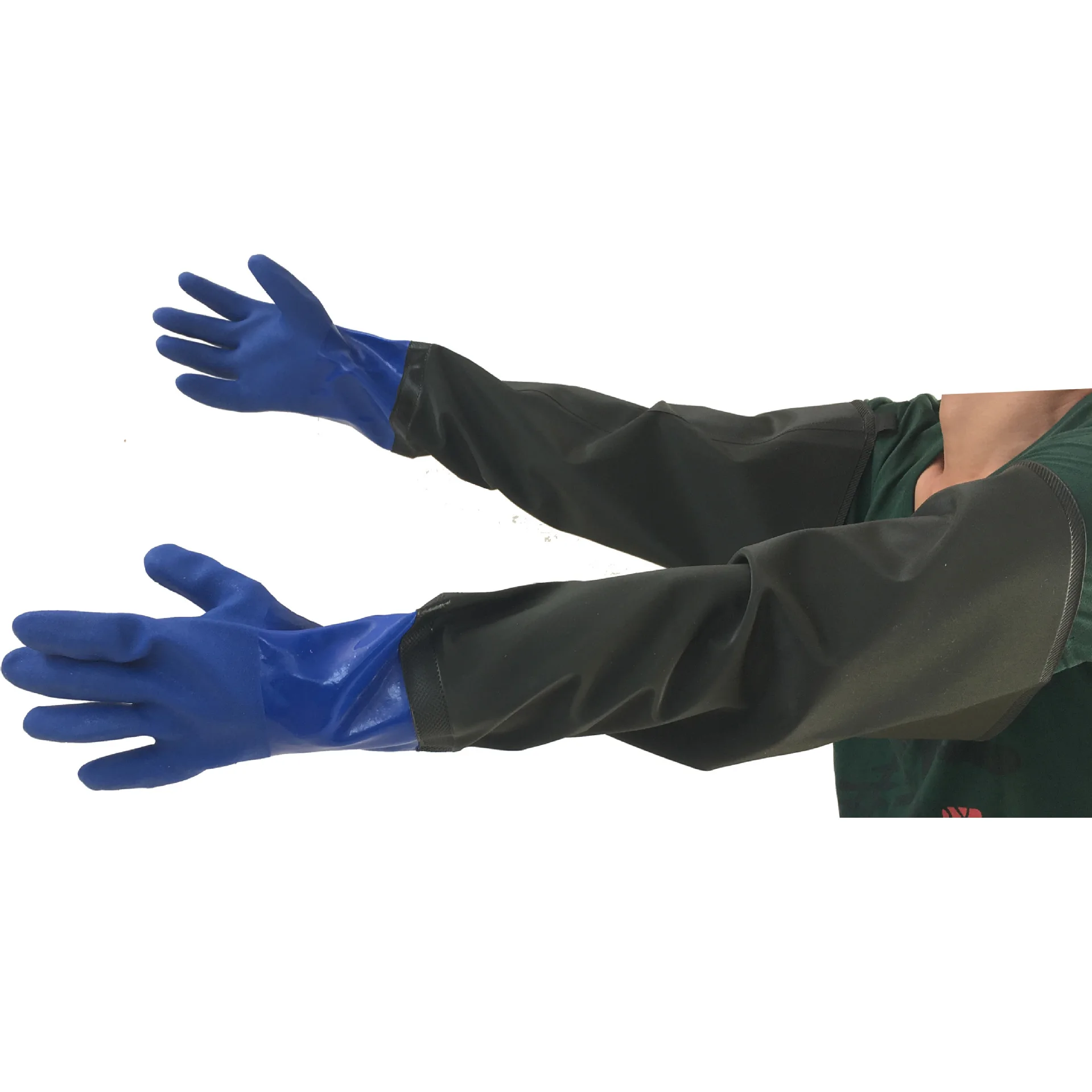 Рабочие перчатки резиновые утолщенные и удлиненные маслостойкие промышленные