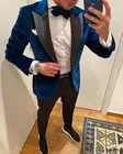 Мужской костюм из двух предметов, темно-синий пиджак, жилет для жениха и свадьбы, 2020