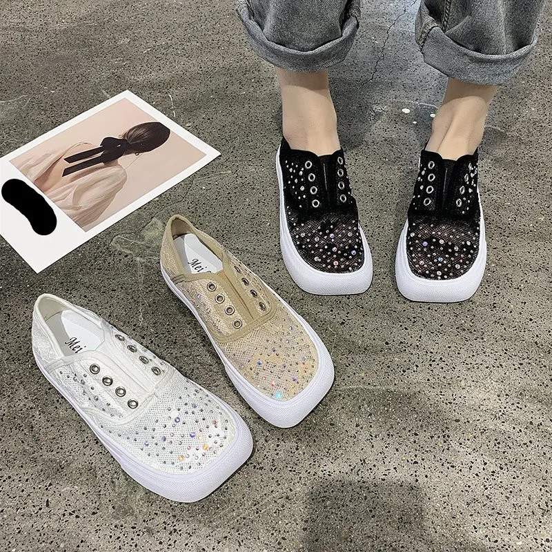 

Casual Woman Shoe Square Toe Wedge Basket 2021 Tennis Female Espadrilles Platform All-Match New Sports Summer Breathable Canvas