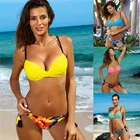 Бикини с заниженной талией, 2021 Треугольники Плавание одежда женский эвакуатор шт Плавание костюм Для женщин с принтом костюм из 2 предметов костюм Пуш-Ап купальный Плавание Новые Бикини