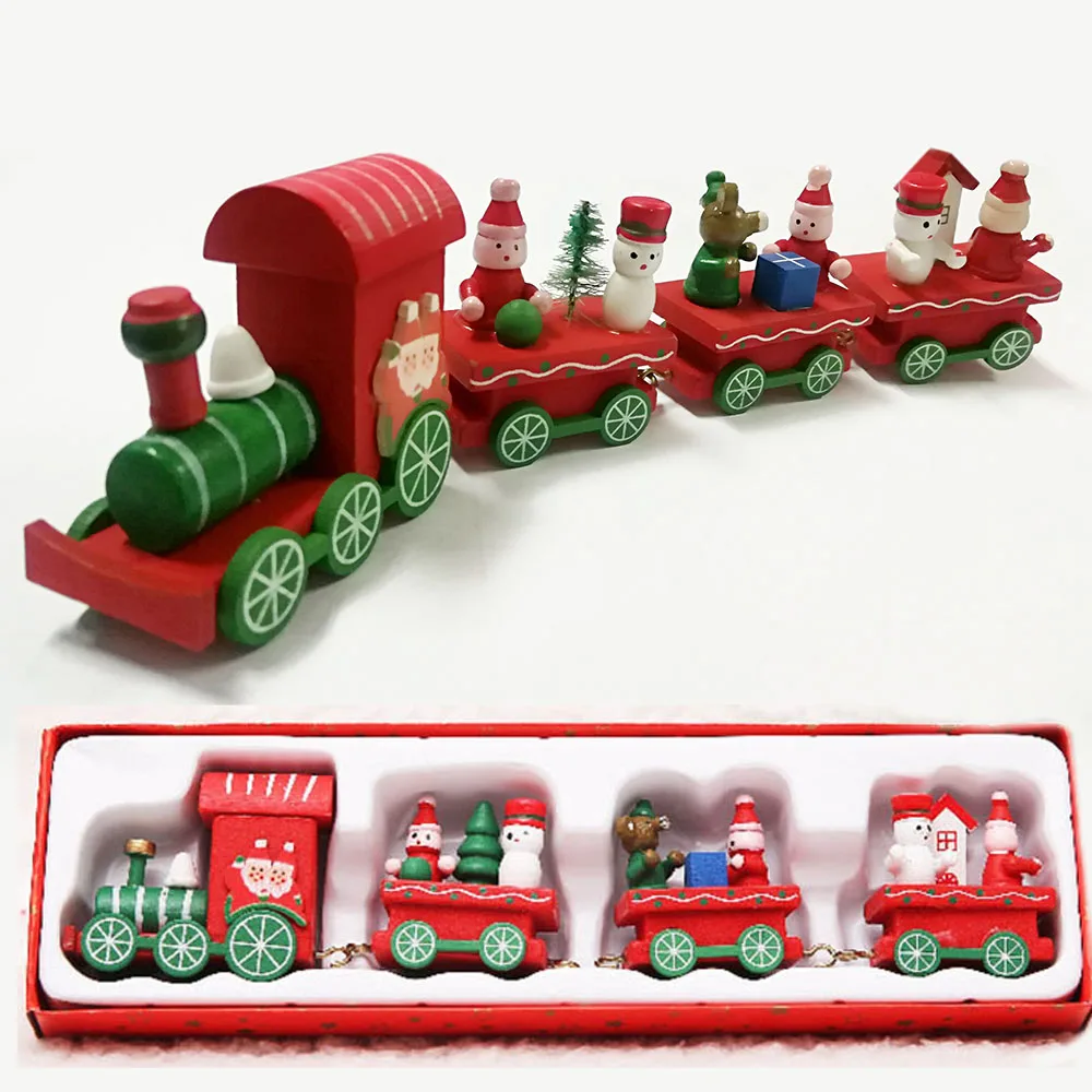 Рождественский поезд мини автомобиль детские расписные деревянные игрушки