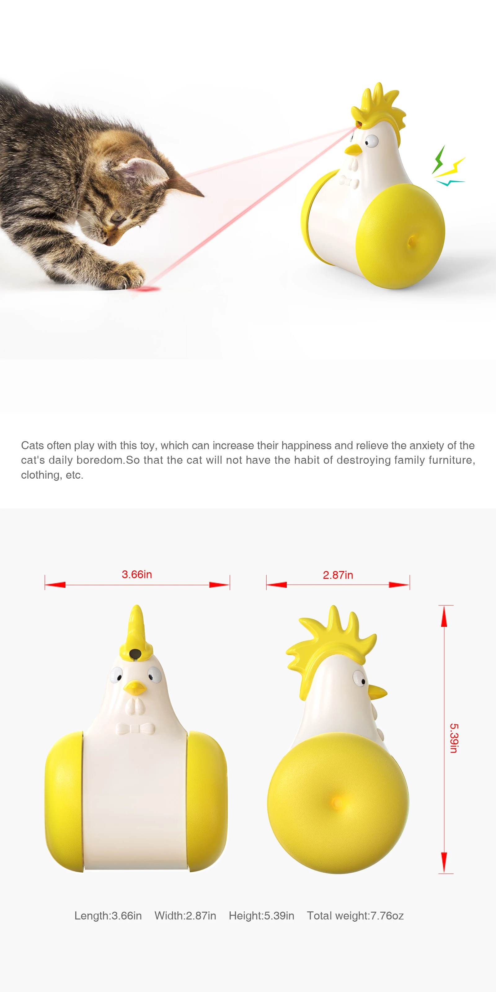 

Electric Sound Tumbler Laser Cat Toy Cat Calling Device Infrared Fun Toy Attract Cats to Play Interactive Pets IQ Funny Tumbler