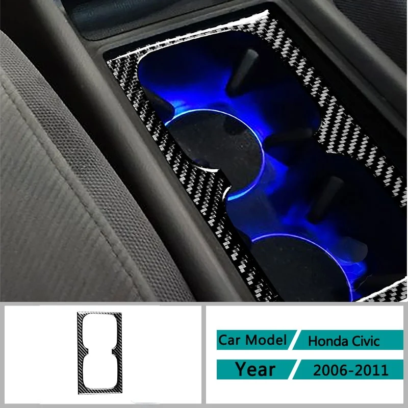

Carbon Fiber Car Accessories Interior Water Cup Holder Panel Modification Cover Trim Stickers For Honda Civic 2006-2011