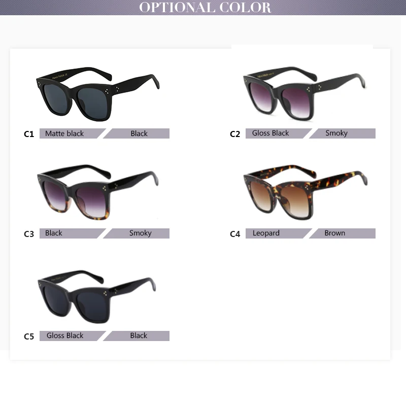 Новый 2017 fashion square солнцезащитные очки женщины cat eye люксовый бренд большие черные