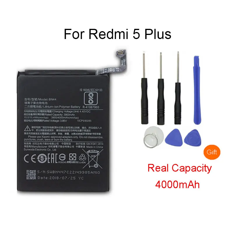 Оригинальный аккумулятор BN44 для телефона Xiao mi Red 5 Plus 99 &quotRedrice 4000 мАч
