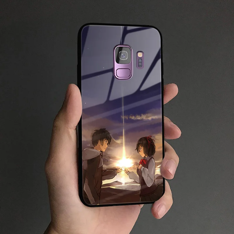 YOURNAME 10 Ваше имя Фильм аниме мягкий силиконовый стеклянный чехол для телефона крышка оболочка для samsung Galaxy S8 S9 S10e S10 Note 8 9 10 Plus - Цвет: YOURNAME 10