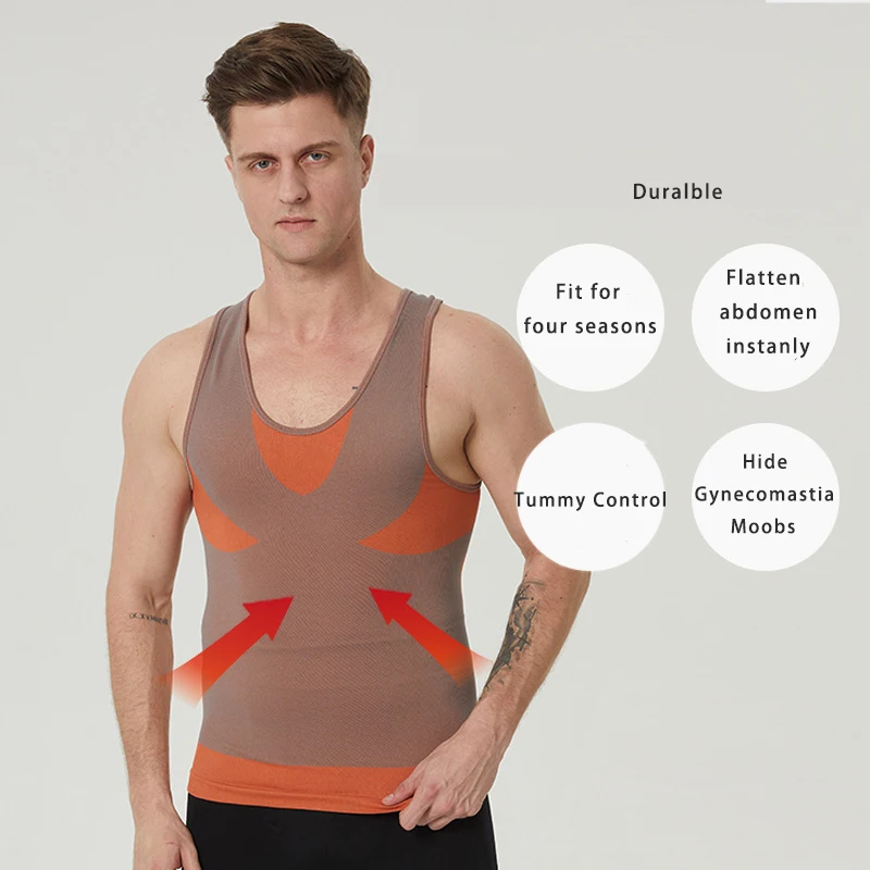 Body Shaper for Men Short Sleeve Gynecomastis Control Seamless Shaperwear Gym Body shaper  Workout Undershirt